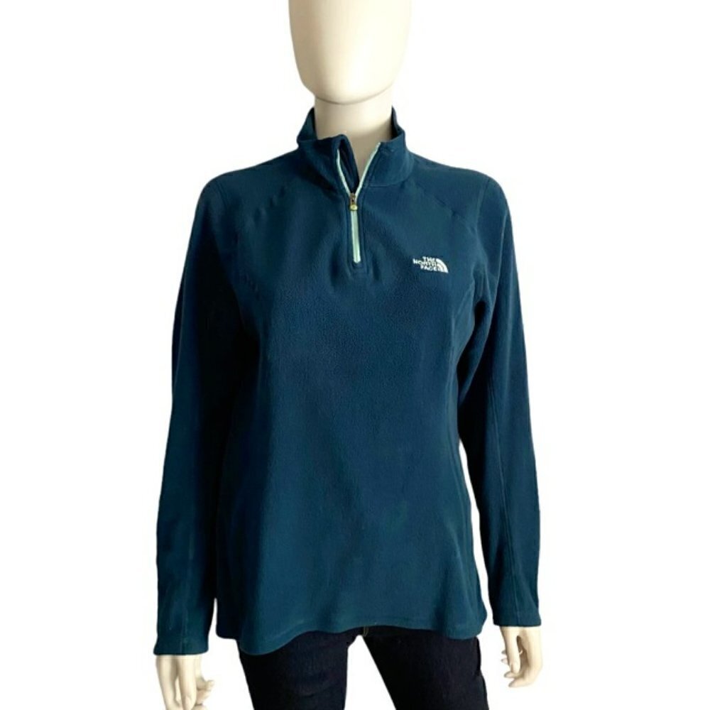 The North Face Green 1/4 Zip Fleece Pullover Medium